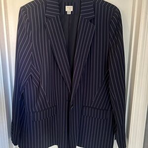 H&M Dark Blue Striped Blazer